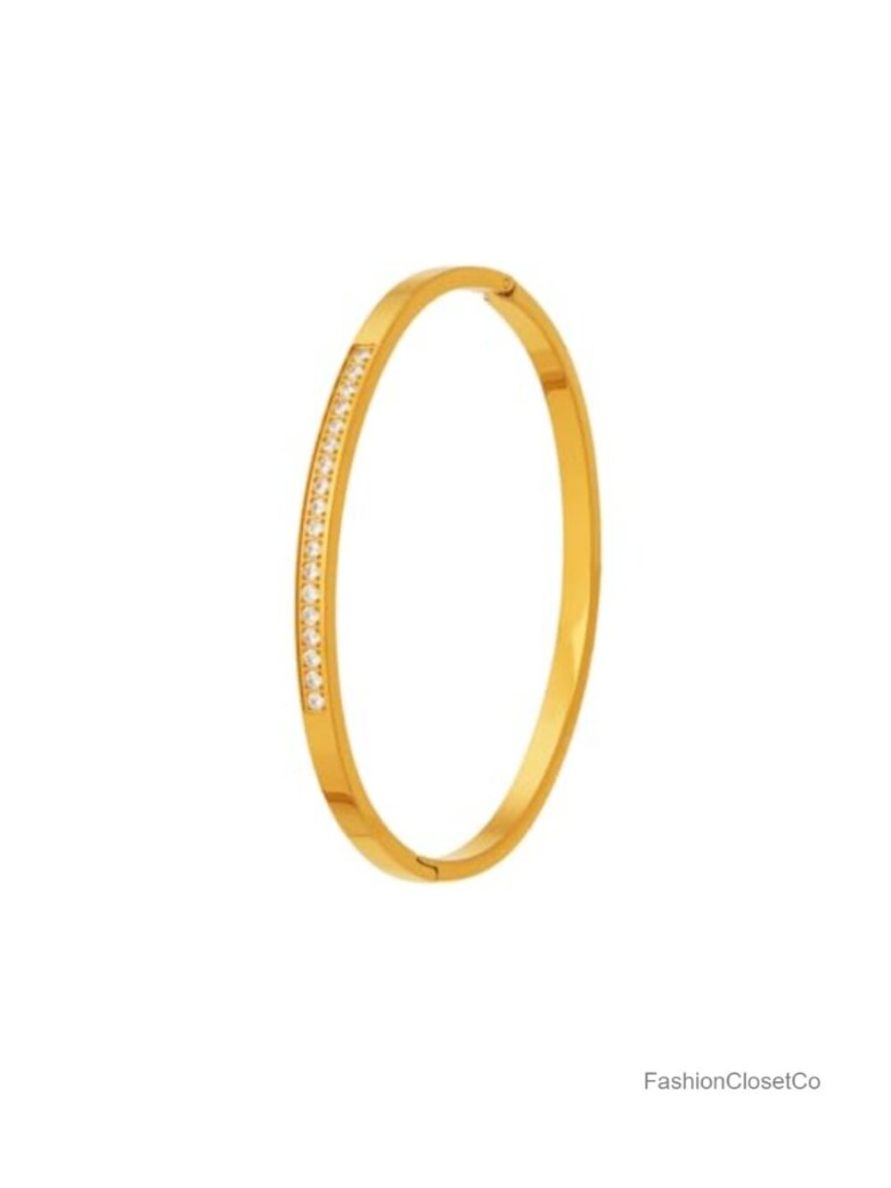 Minimalist Cubic Zirconia Cuff Bracelet Stainless Steel Bangle Jewelry